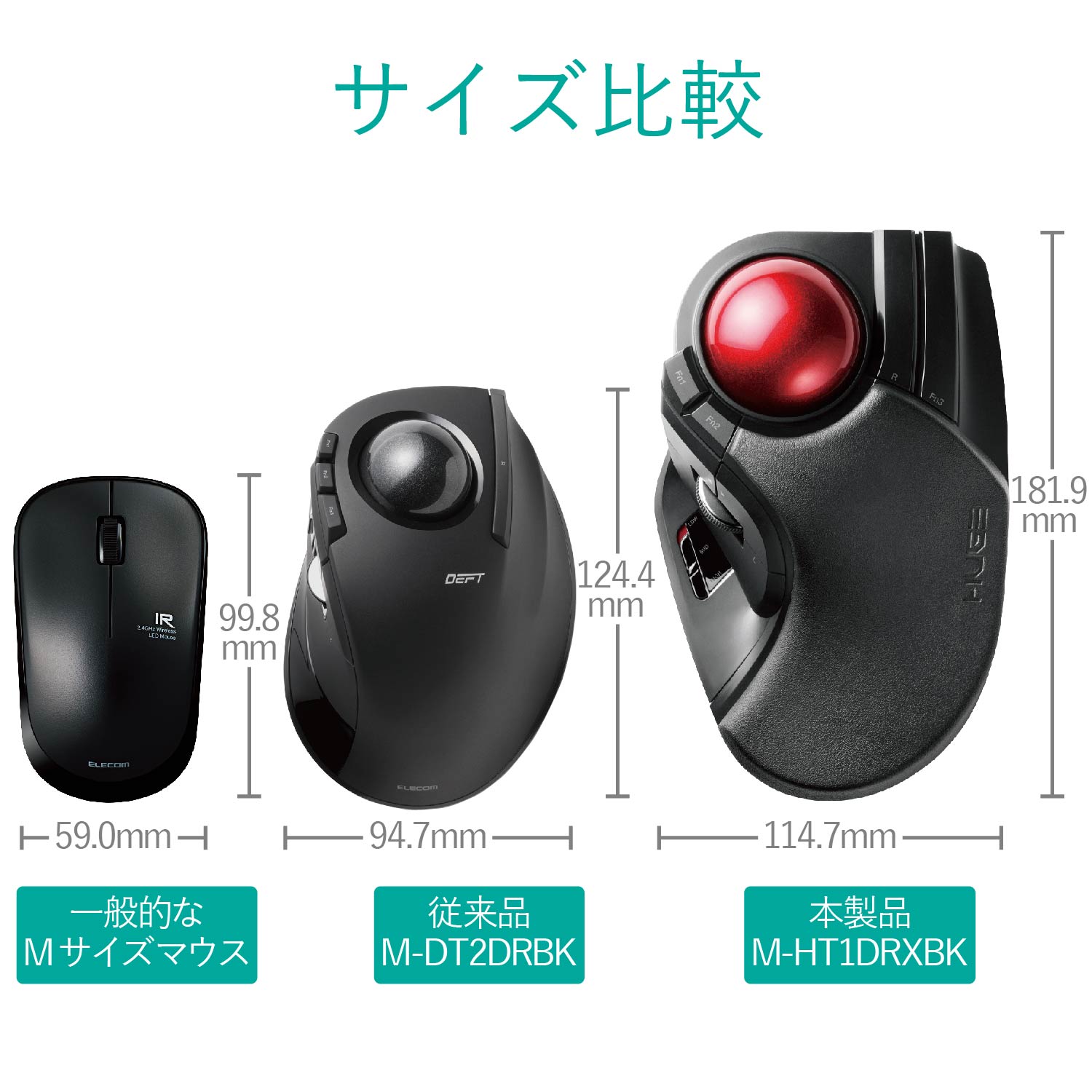 ワイヤレストラックボール 人差し指・中指操作タイプ | ELECOM